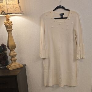 Liz Claiborne Cream Long Sleeve Dress